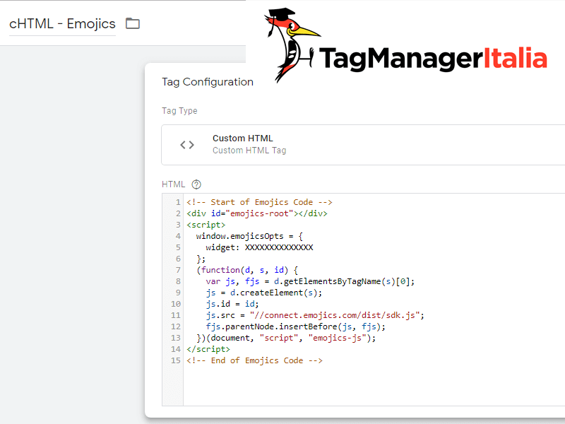 Emojics Html personalizato Google Tag Manager