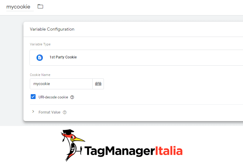 variabile2 creare file cookie google tag manager