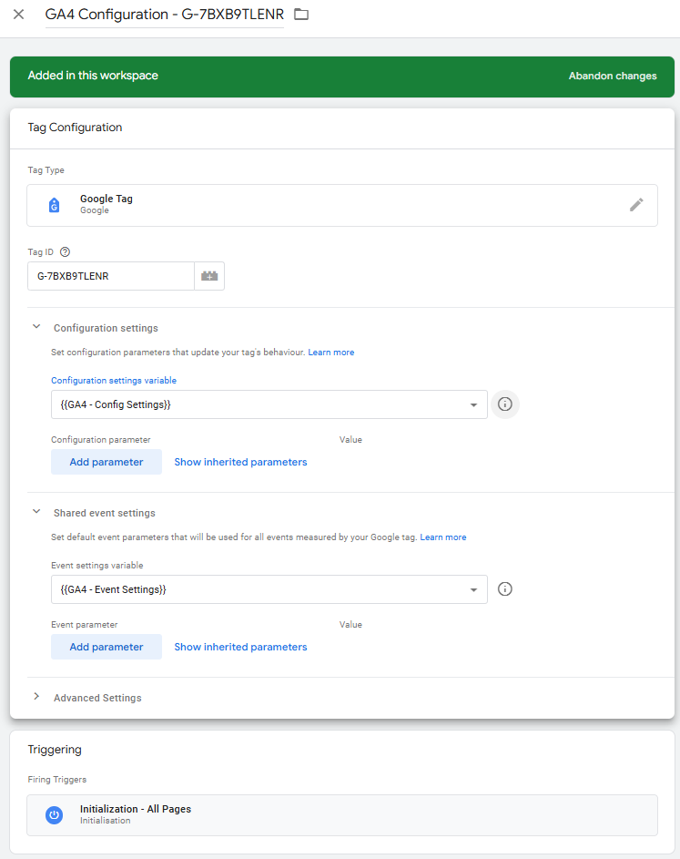 Creazione Google Tag configurazione proprietà GA4 con Google Tag Manager