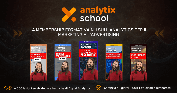 Locandina Analytix School, membership formativa n.1 su Analytics per Marketing e Advertising