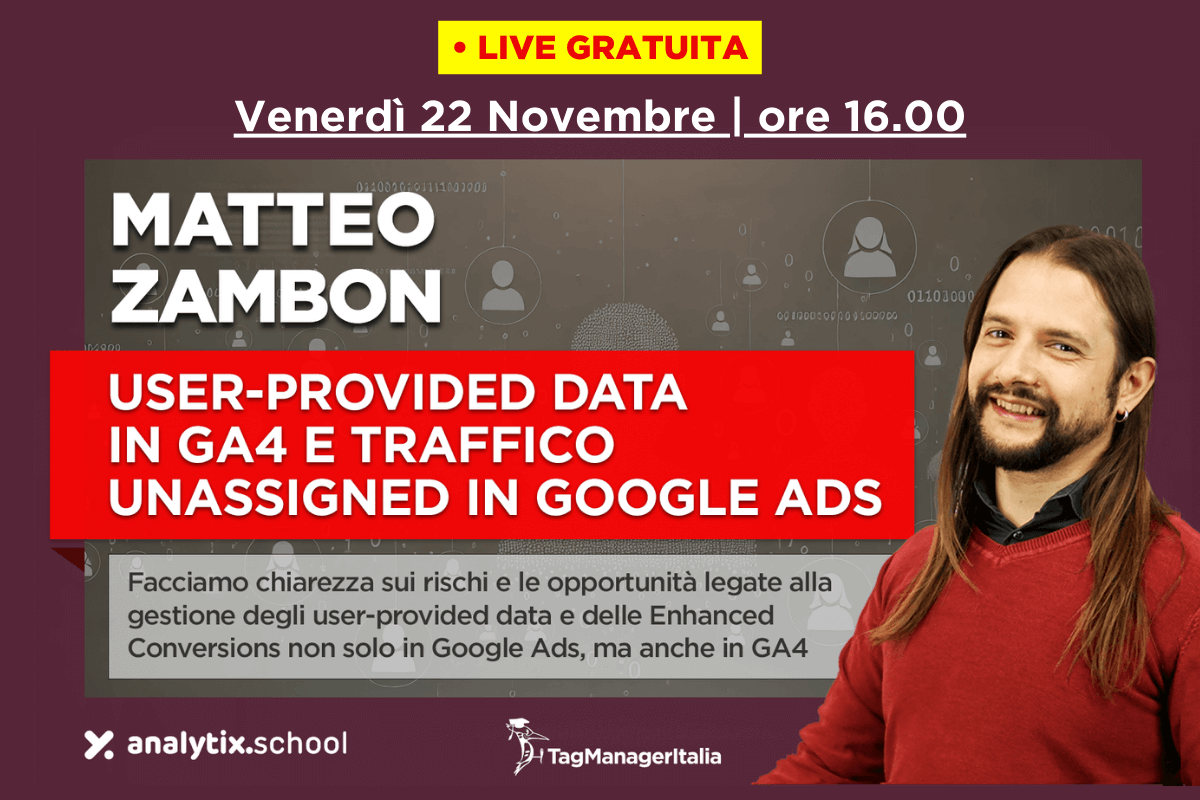 Webinar Enhanced Conversion GA4 e parametro user-provided data